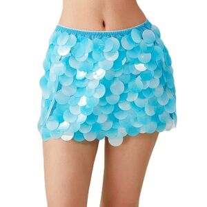 Amazon Aqua Sequin Mini Skirt